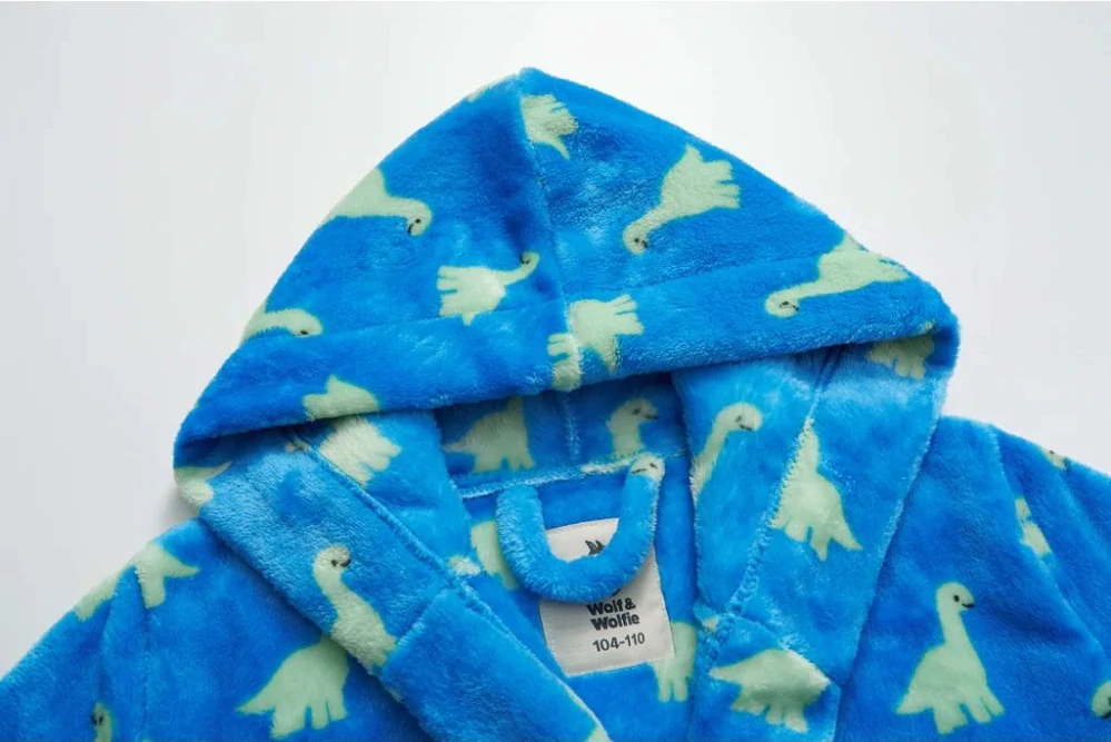 Chlapecký župan župan Wolf & Wolfie Z2692 modrý s dinosaury