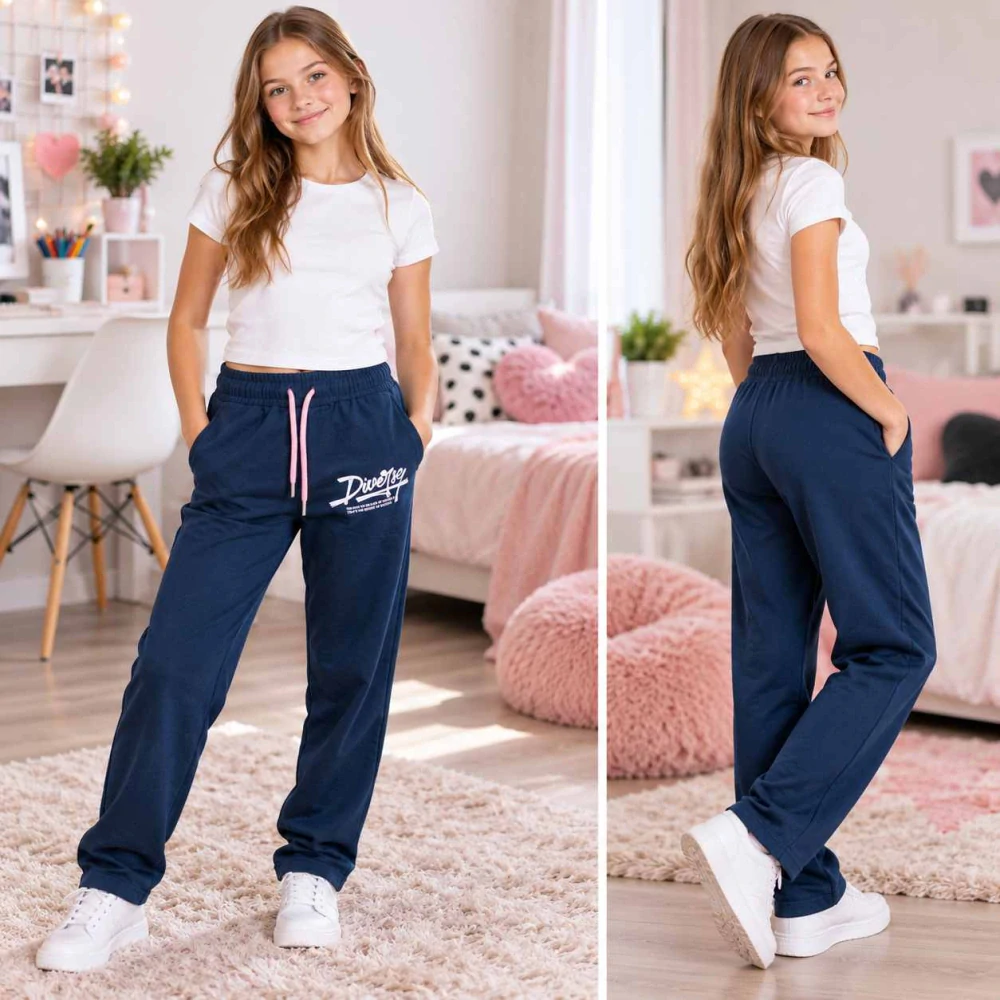 Trendy dívčí tepláky Kugo ZM8881B tmavě modré