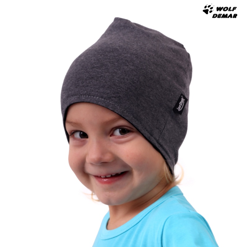 Dětská oboustranná čepice JOŽÁNEK, černá + tm. šedý melír