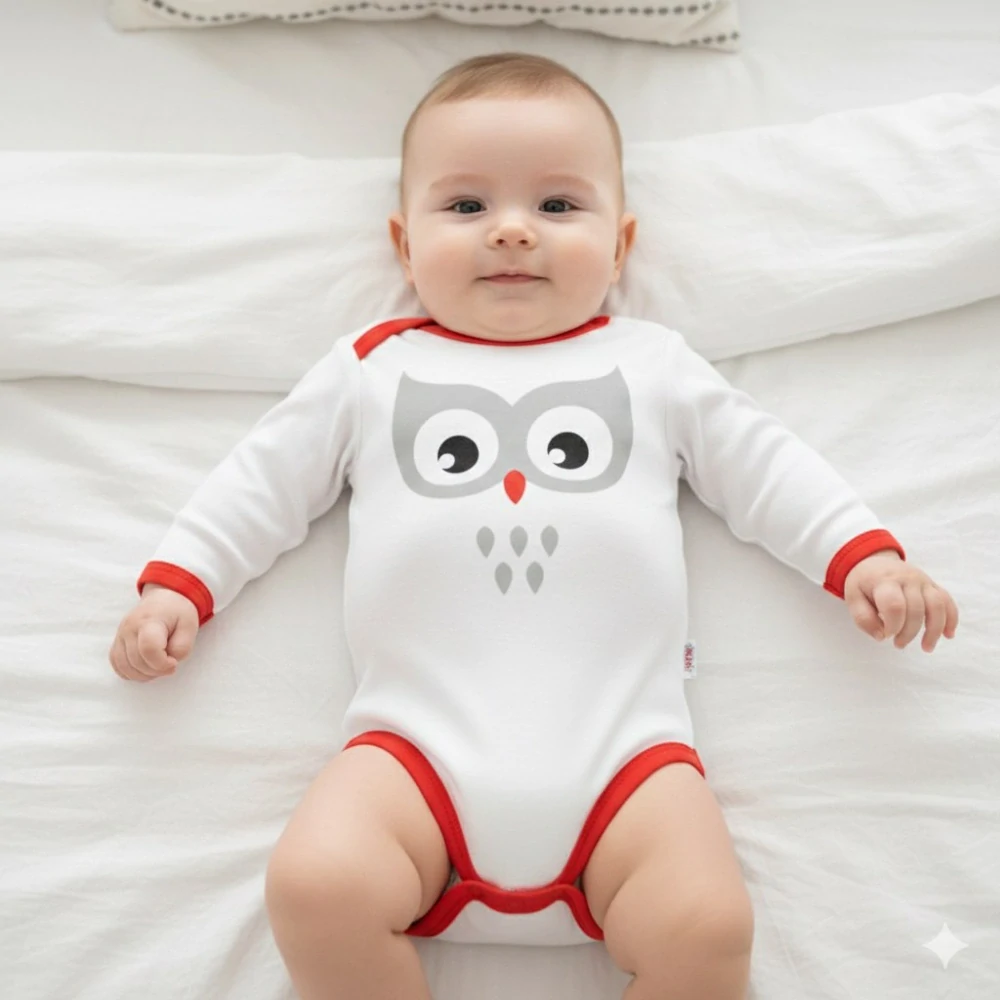 Kojenecké body s potiskem NEW BABY Animals sova