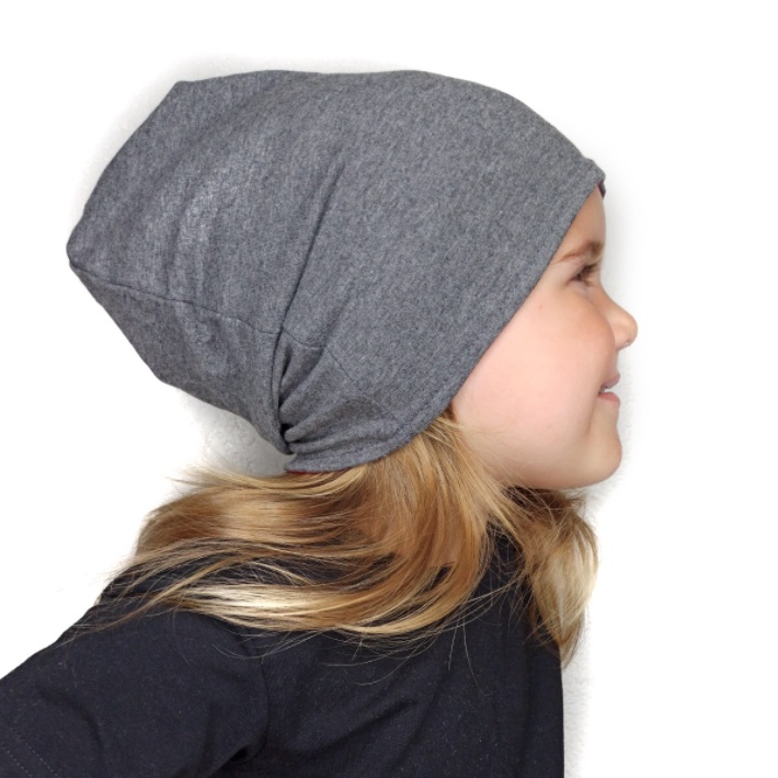 Dětská oboustranná čepice JOŽÁNEK, tm. šedý melír + cyklámen