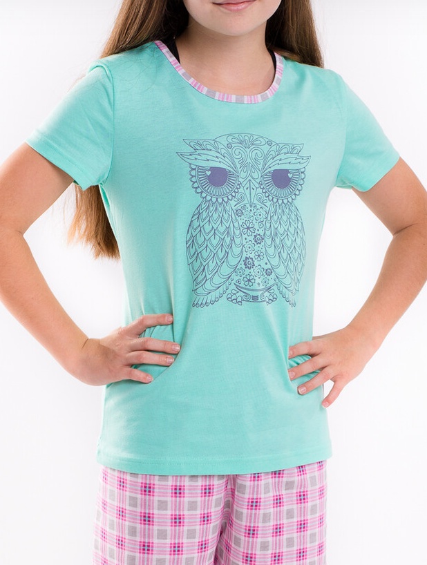 Dívčí letní pyžamo BETTY MODE Sova tyrkysové