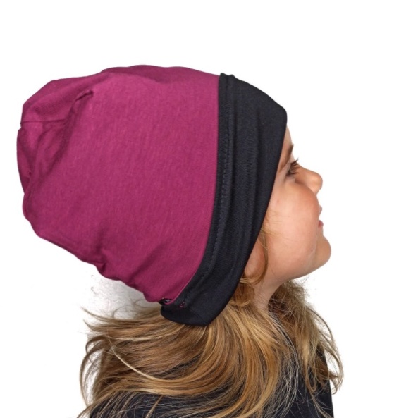 Dětská oboustranná čepice JOŽÁNEK, černá + cyklámen