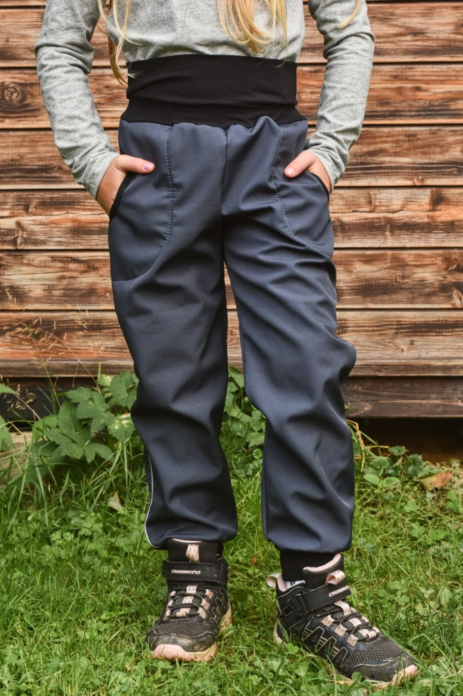 JOŽÁNEK Dětské softshellové kalhoty, antracitové