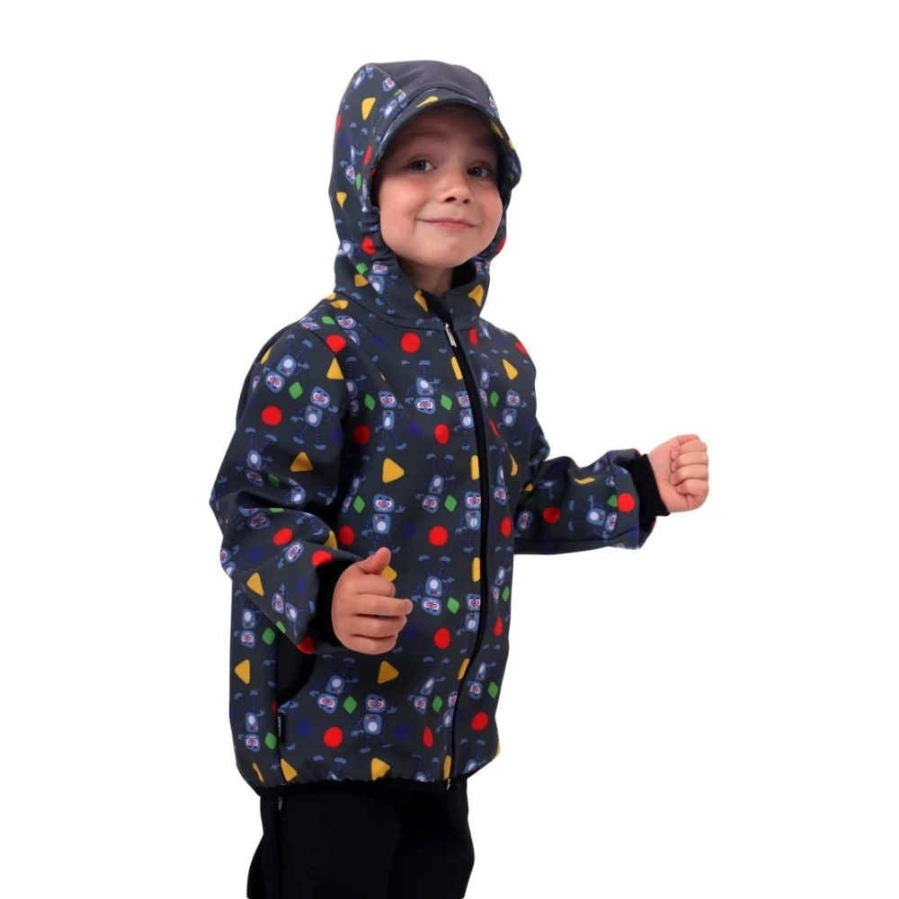 Dětská softshellová bunda s fleecem JOŽÁNEK roboti