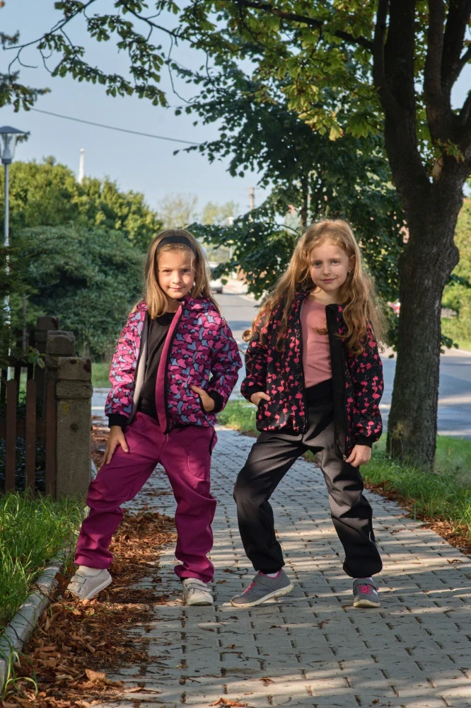 Dětská softshellová bunda s fleecem JOŽÁNEK růžový maskáč