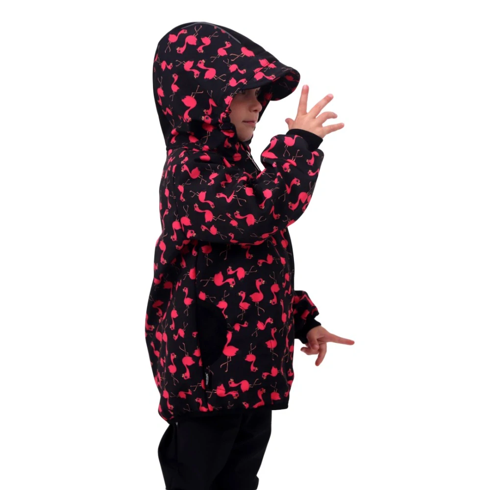 Dětská softshellová bunda s fleecem JOŽÁNEK plameňáci