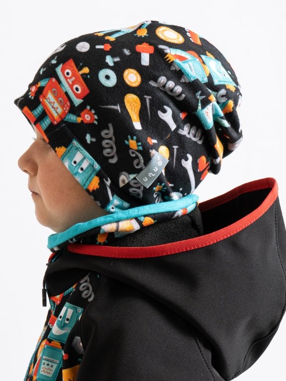 UNUO Dětská fleecová čepice Homeless, roboti