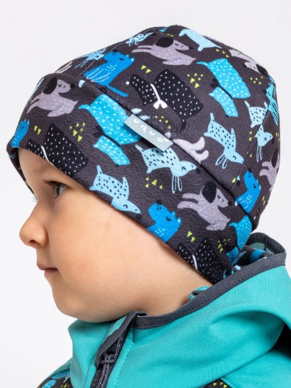 UNUO Dětská fleecová čepice Sport, pejsci