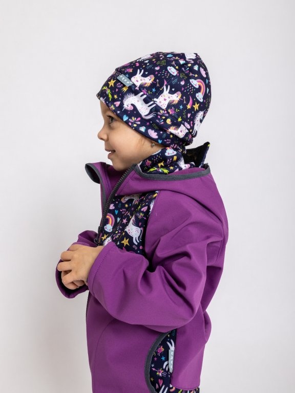 UNUO Dětská fleecová čepice Sport, jednorožci