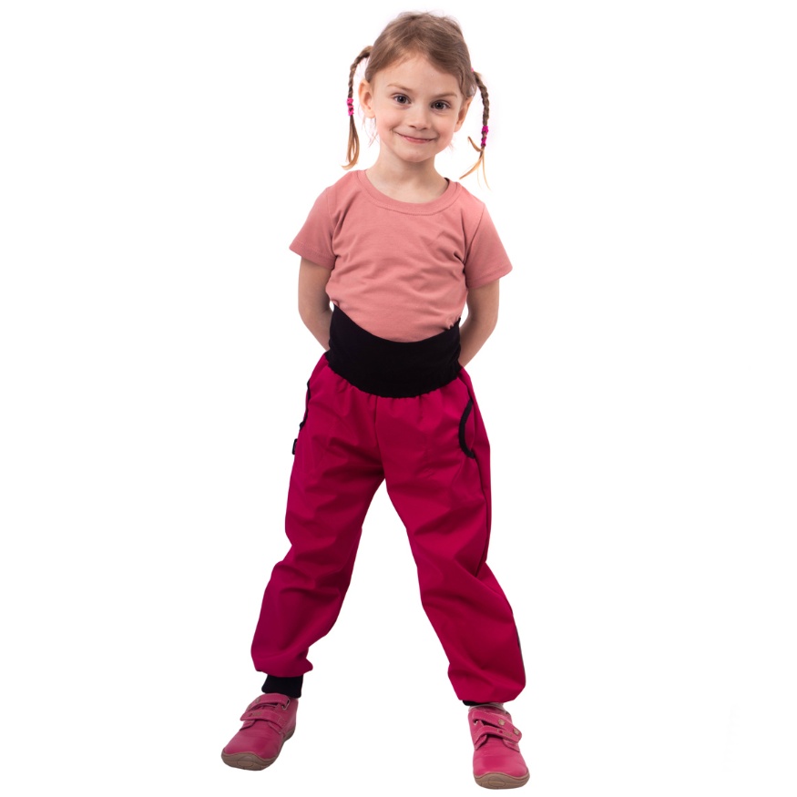 JOŽÁNEK Dětské softshellové kalhoty bez zateplení, růžové