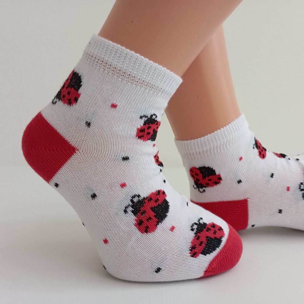 TREPON Dívčí kotníkové ponožky Lienka, bílé