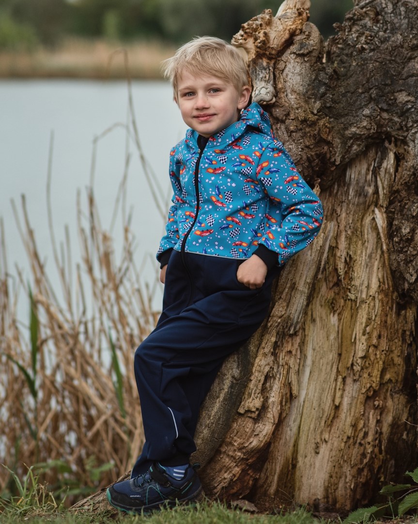 JOŽÁNEK Dětská softshellová kombinéza, raketové auťáky