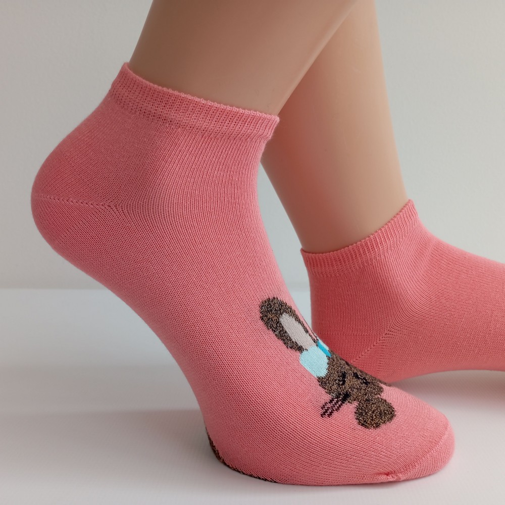 TREPON Dívčí kotníkové ponožky Bunny, lososové