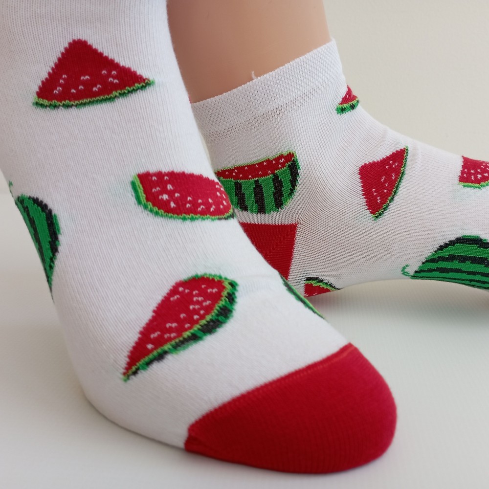 TREPON Dámské kotníkové ponožky Meloun, bílé