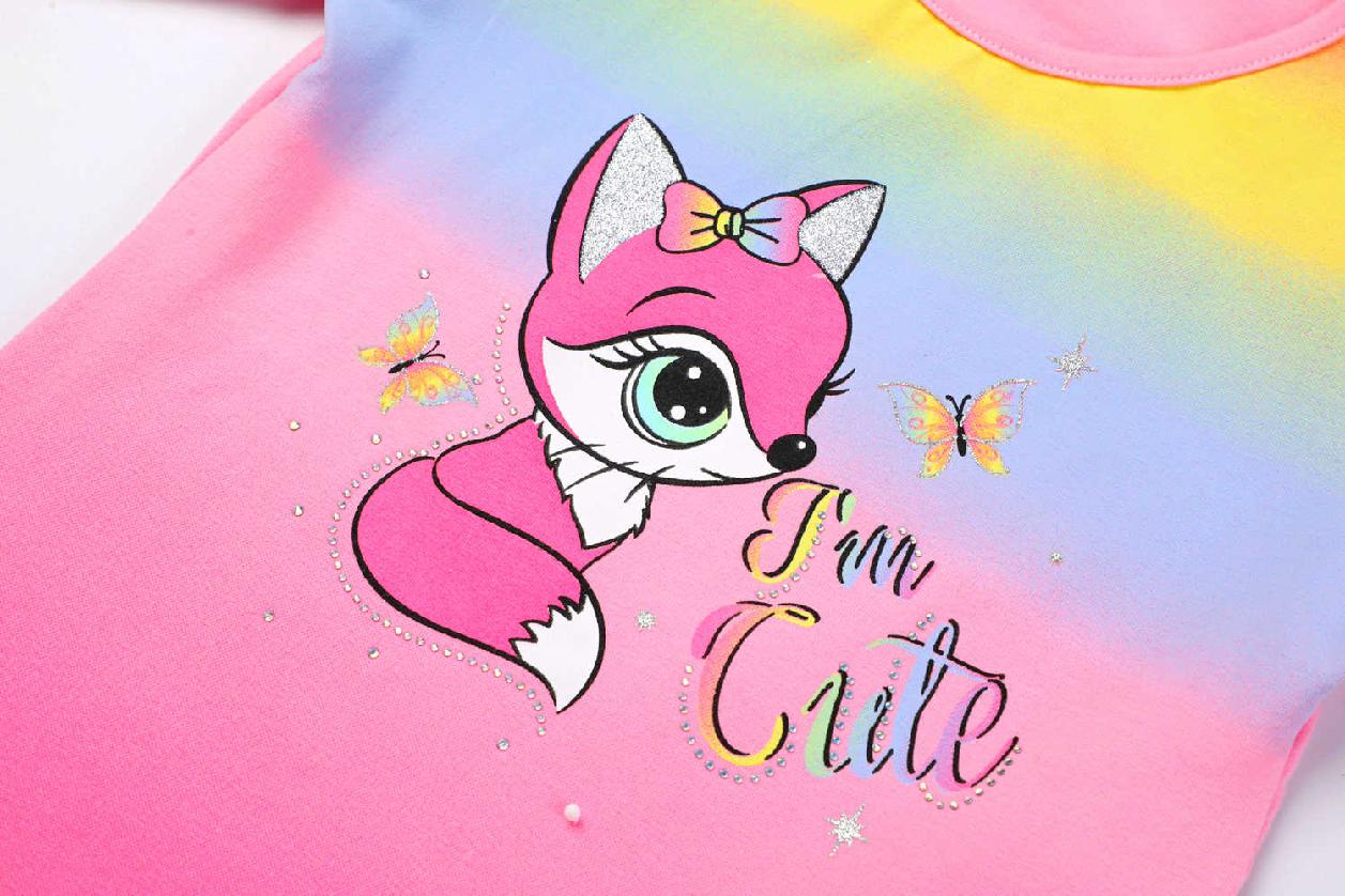 Dívčí tričko dl.r. KUGO MC3822, tmavě růžové