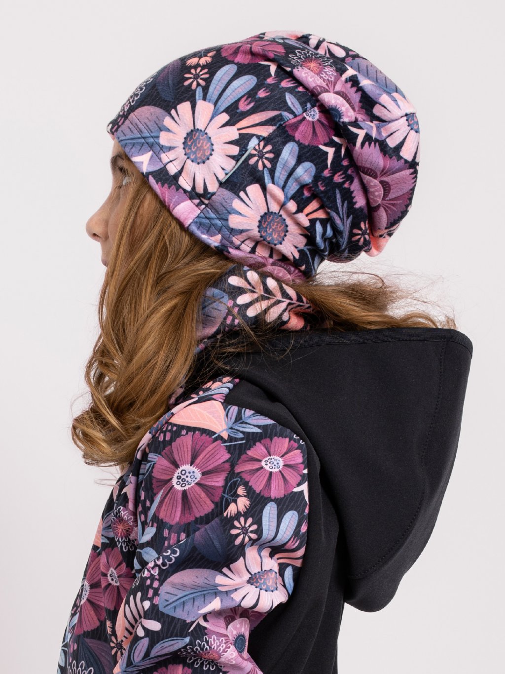 UNUO Dětská fleecová čepice Homeless, kouzelné květiny