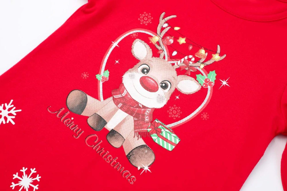 Dívčí vánoční tričko dl.r. Kugo MC3823, červené
