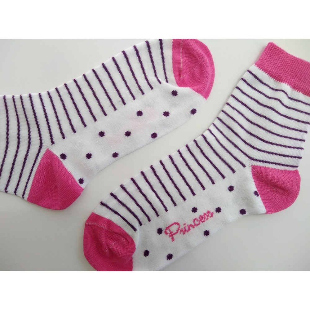 Dívčí ponožky Trepon Princezna, bílo-růžové