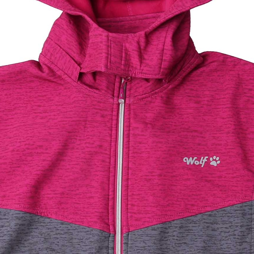 Dívčí softshellová bunda zateplená Wolf B2267, šedá s růžovou