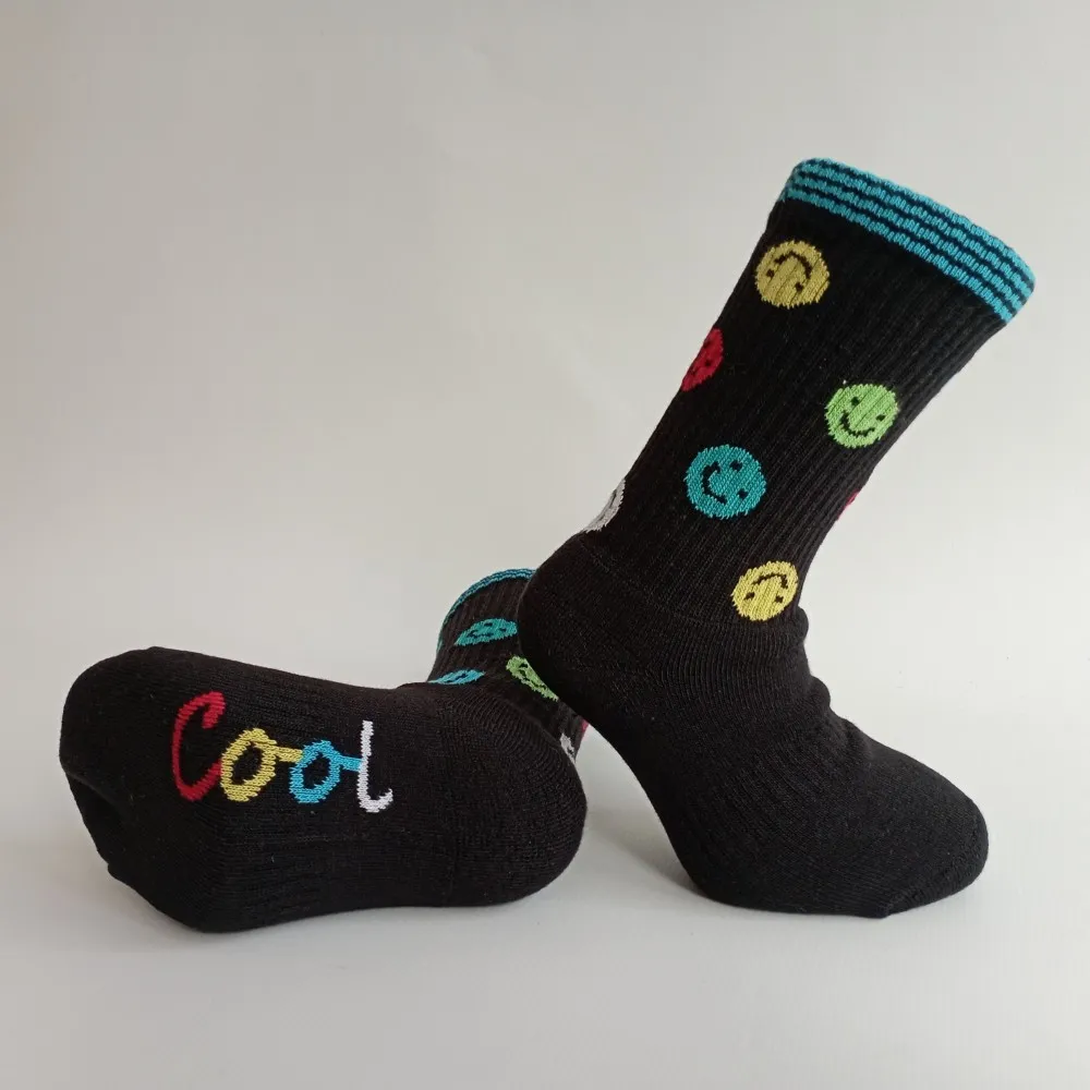 Dětské sportovní froté ponožky Trepon Smajlík, černé