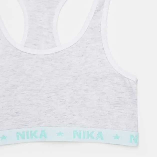 Dívčí podprsenkový top E plus M Nika, šedý melír