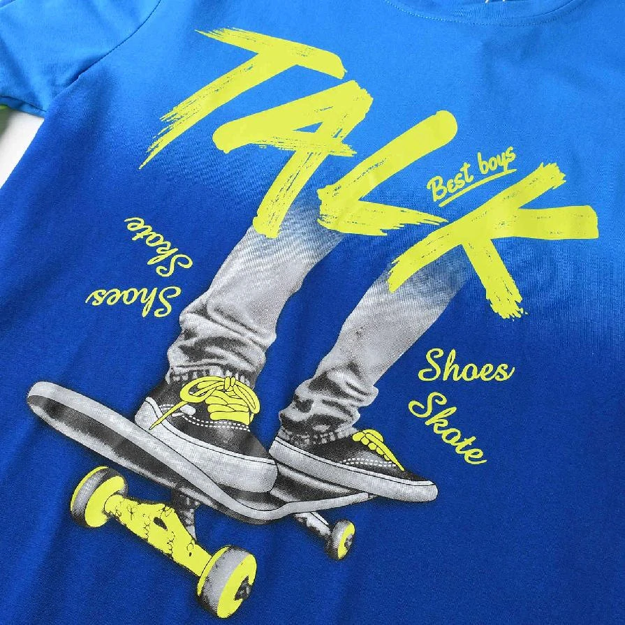 Chlapecké tričko dl.r. Kugo HC0722 modré - zelené rukávy