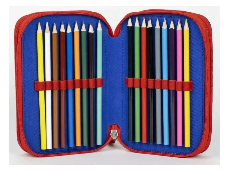 Školní penál třípatrový - Tlapková patrola - vybavený - modrý