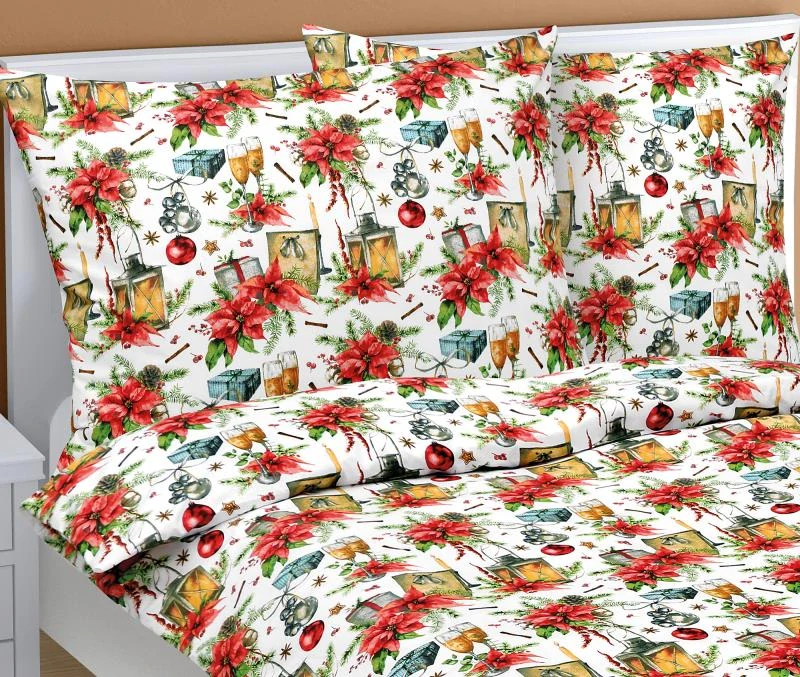 Dětské vánoční povlečení Bellatex Vánoce hvězda 140x200 + 70x90 cm