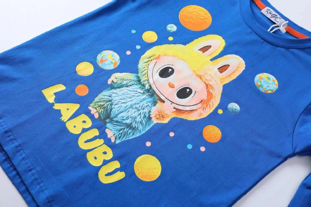 Chlapecké tričko dlouhý rukáv Kugo DT9421 středně modré