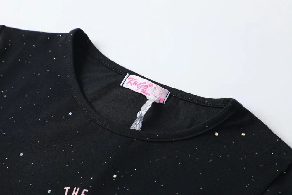 Dívčí tričko dlouhý rukáv Kugo ST3623 černé