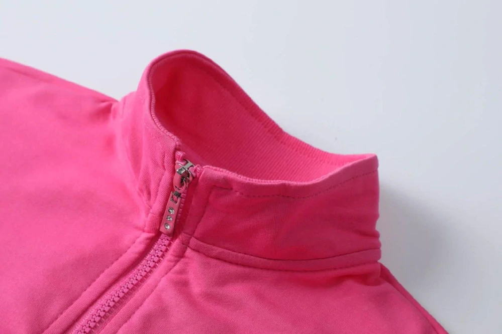 Dívčí mikina Kugo WK1210 se stojáčkem na zip tmavě růžová