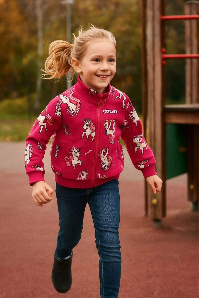 Teplá dívčí mikina Kugo GM9771 malinová