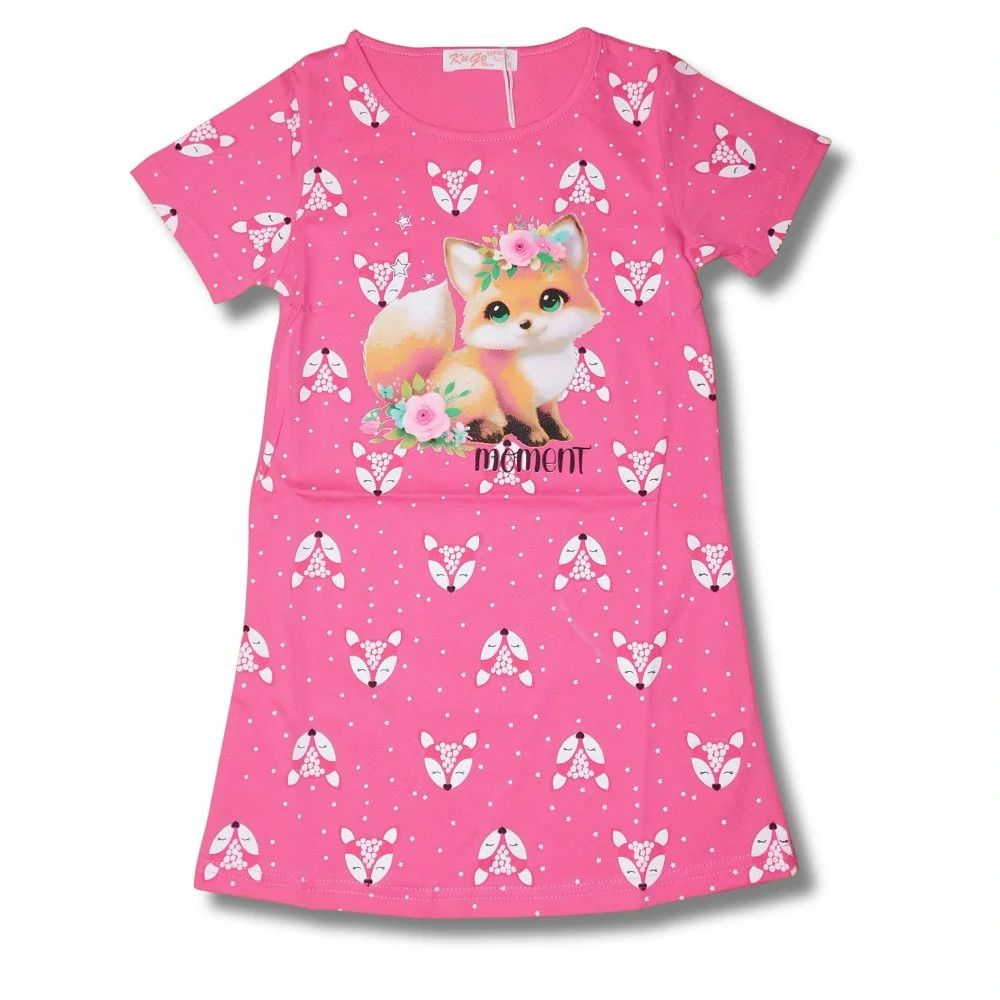 Dívčí noční košile krátký rukáv Kugo MP5881 tmavě růžová