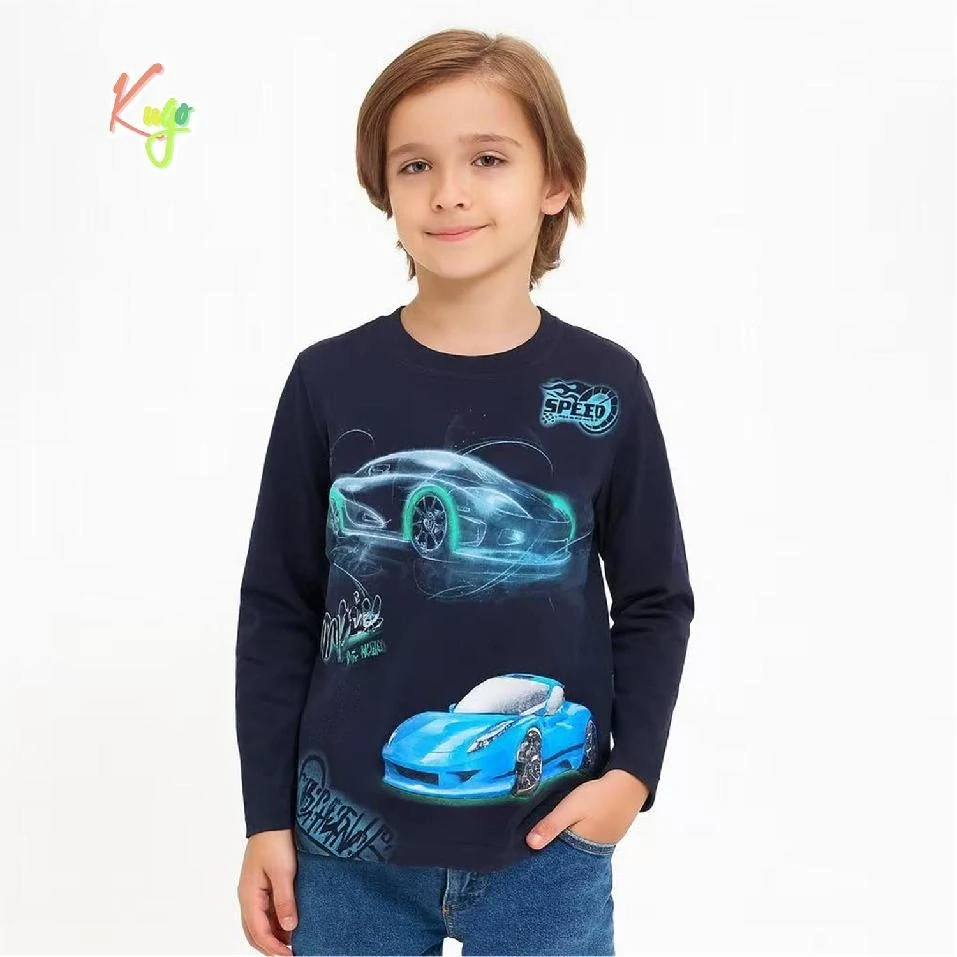 Chlapecké tričko dlouhý rukáv Kugo XC1302 černé