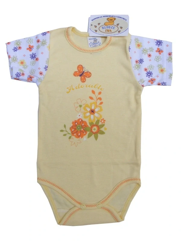 Kojenecké body krátký rukáv Ewa Jáš žluté