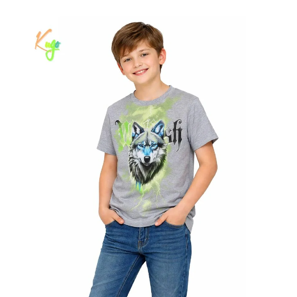 Chlapecké tričko krátký rukáv Kugo DC9410 šedý melír