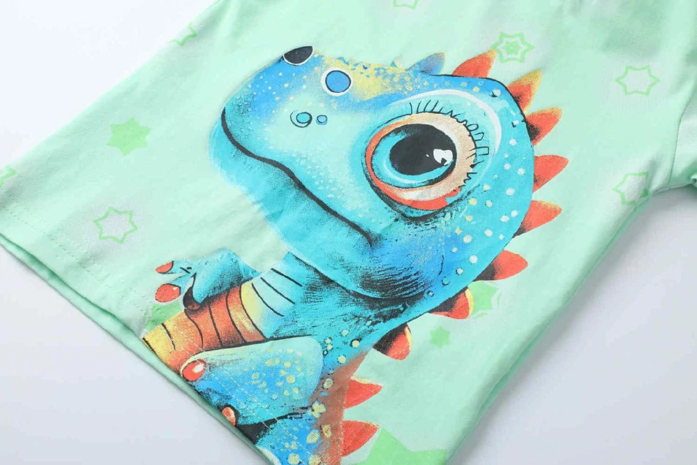 Chlapecké tričko krátký rukáv Kugo FC0369 zelené s dinem