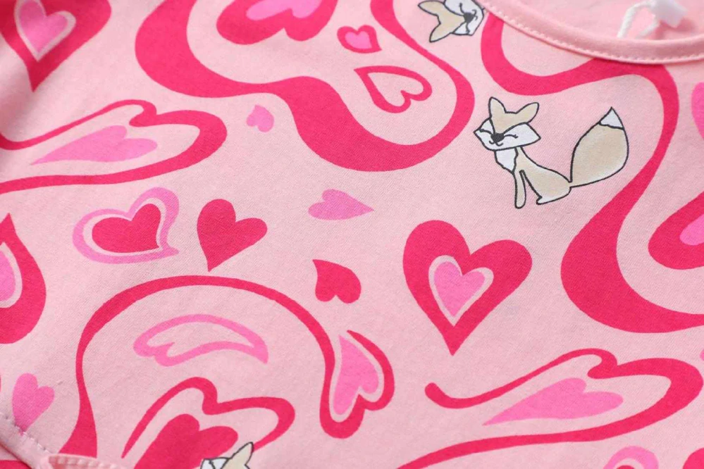 Dívčí šaty krátký rukáv Kugo DS9398 růžové s liškou