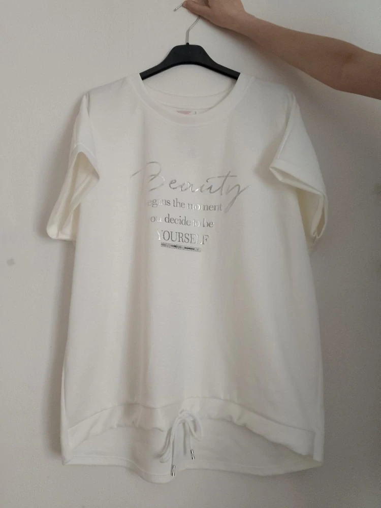 Dámské máslové tričko se šňůrkou krátký rukáv Beauty bílé