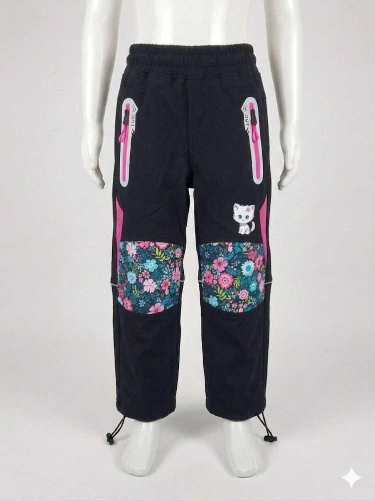 Dívčí softshellové kalhoty letní Kugo HK8587 černé