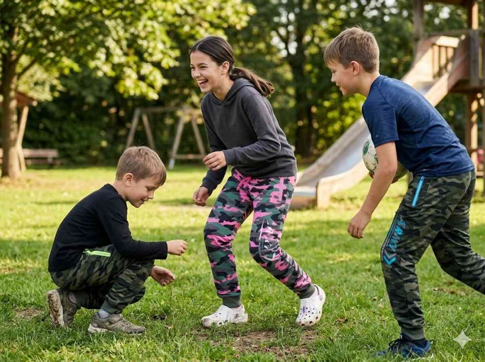 Chlapecké maskáčové tepláky Kugo TM8227 zelené / zelený zip