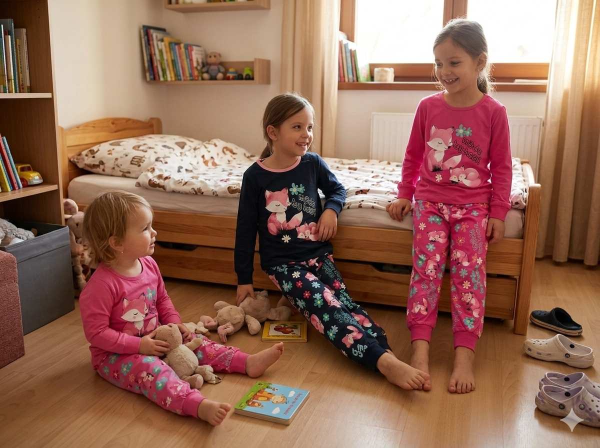 Bavlněné dívčí pyžamo Kugo MP6560 tm. modré s liškou