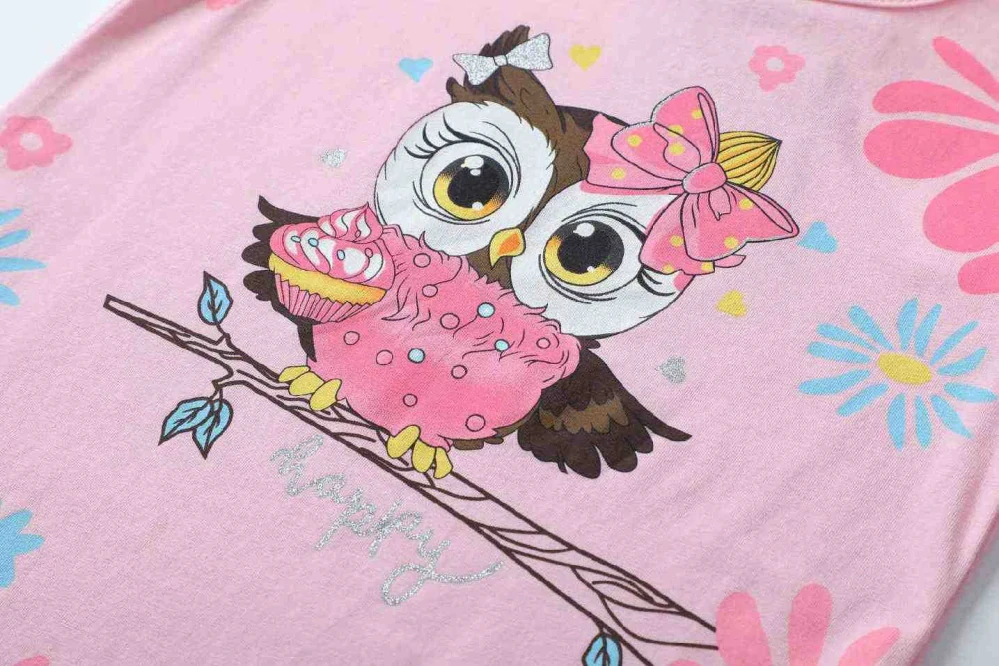 Dívčí tričko krátký rukáv Kugo FC1107 fialové se sovičkou