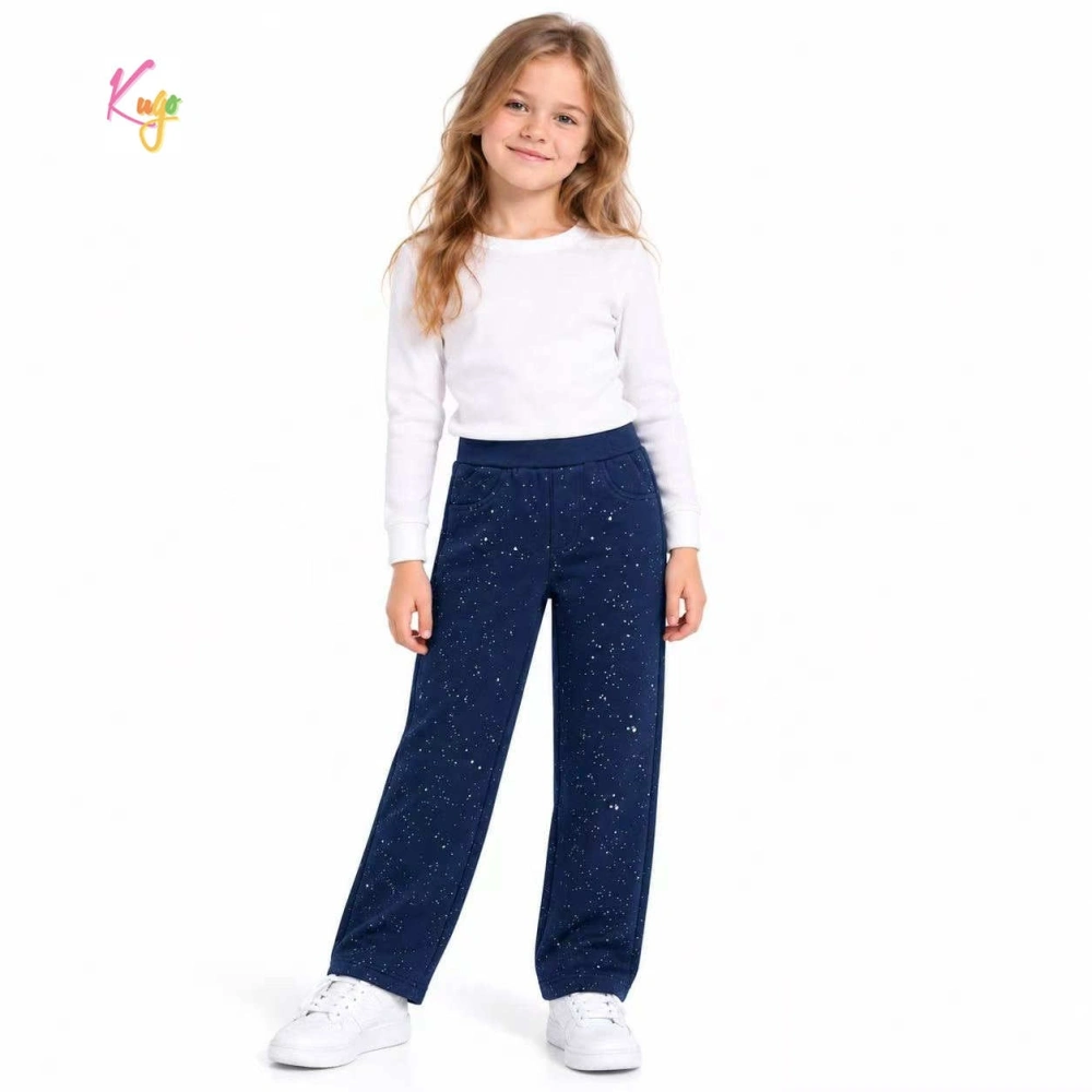 Stylové teplé tepláky pro dívky Kugo WL0969 tm. modré