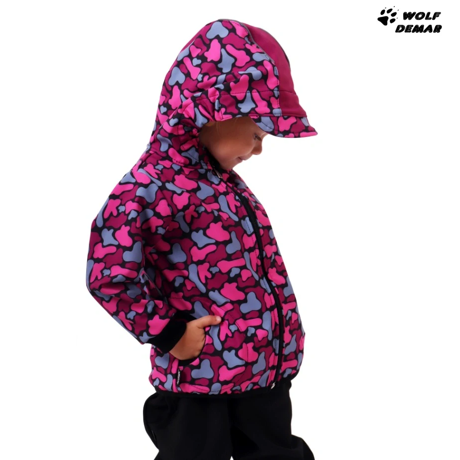 Dětská softshellová bunda s fleecem Jožánek růžové fleky na černé