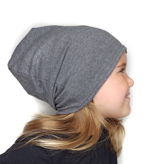 Dětská oboustranná čepice JOŽÁNEK, tmavě šedý melír + sytě růžová