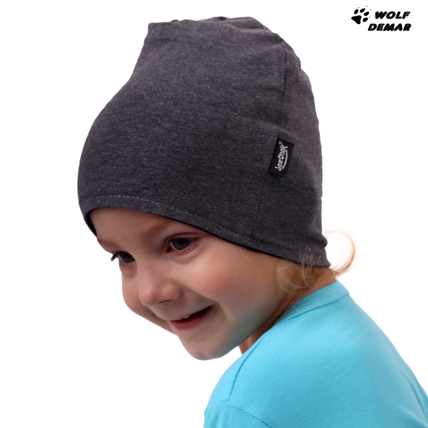 Dětská oboustranná čepice JOŽÁNEK, černá + tm. šedý melír