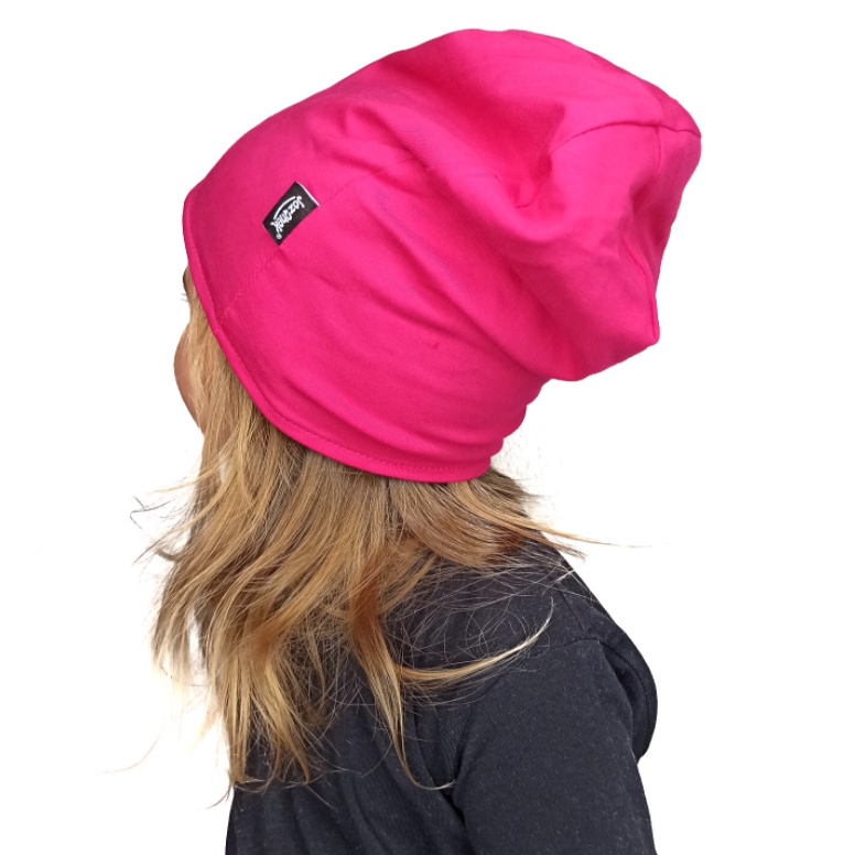 Dětská oboustranná čepice JOŽÁNEK, černá + sytě růžová