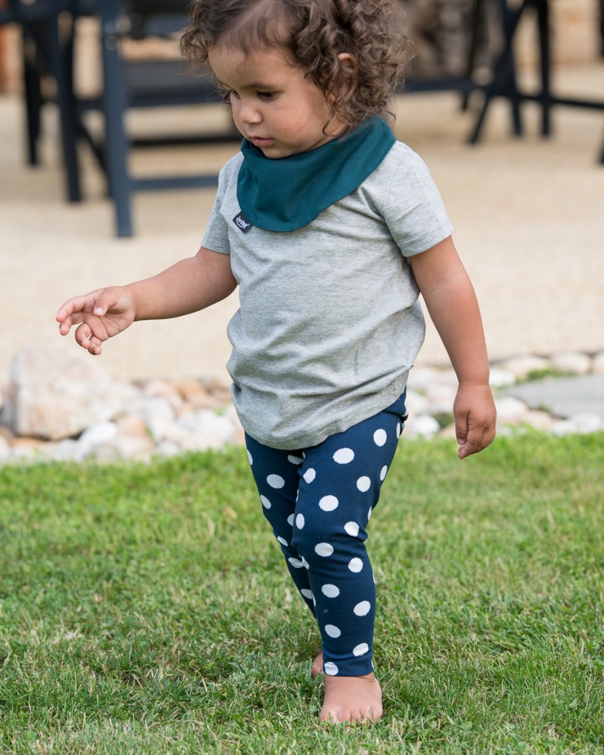 Dětské legíny JOŽÁNEK modré s puntíky